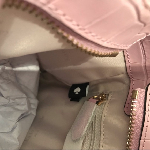 Kate Spade Purse Pink Croco Embossed Leather Dumpling Crossbody Bag KE475 New - Picture 11 of 16